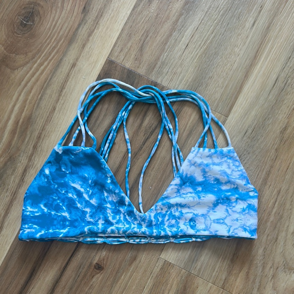 Mikoh Sky Blue and White Bikini Top